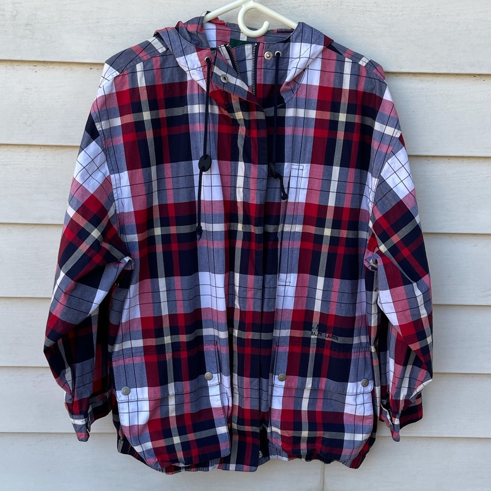 Ralph Lauren Plaid Jacket Cotton Hood Country Sm